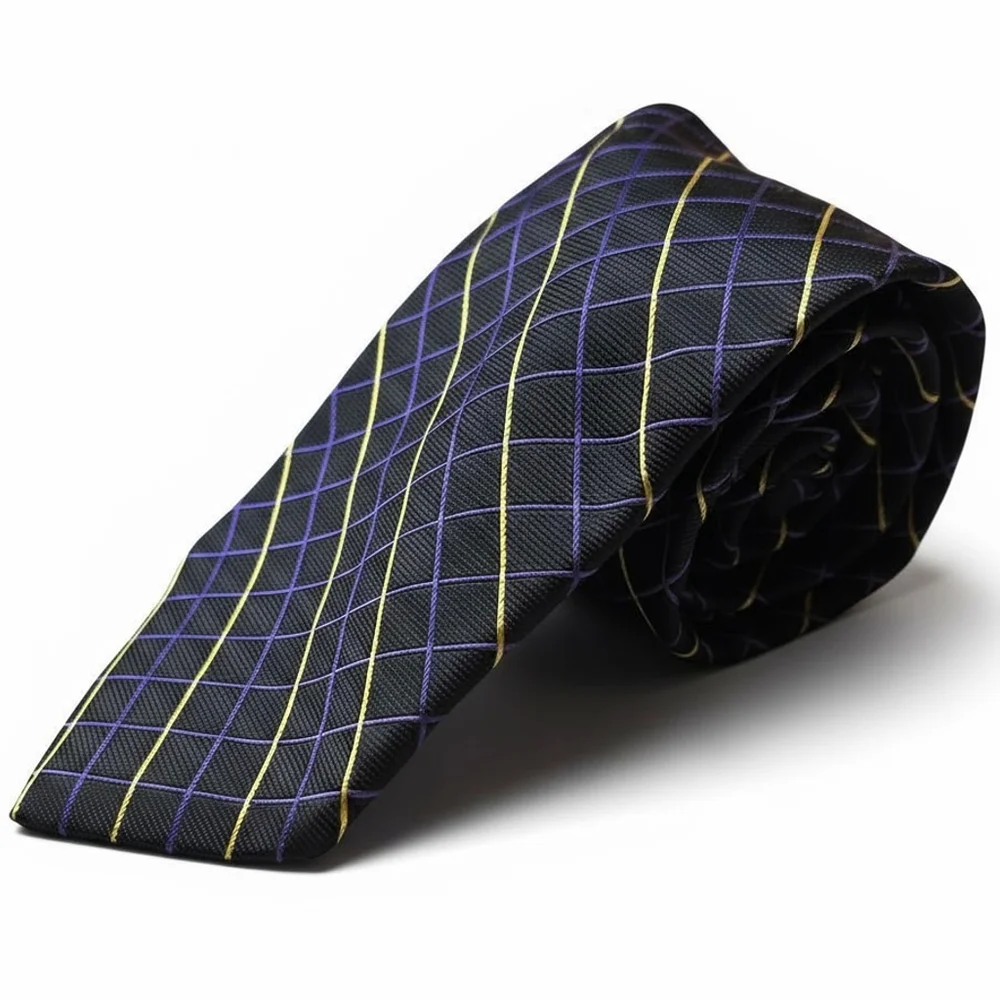Lauren Ralph Lauren Men's Black Plaid 100% Silk Tie